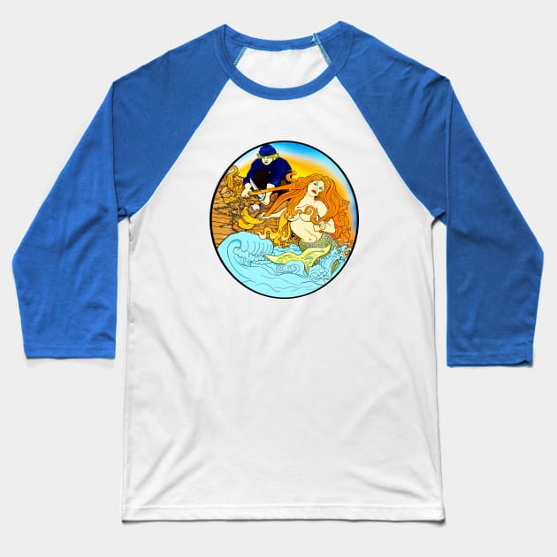 The Mermaid at the Dam Baseball T-Shirt by SvanO Design